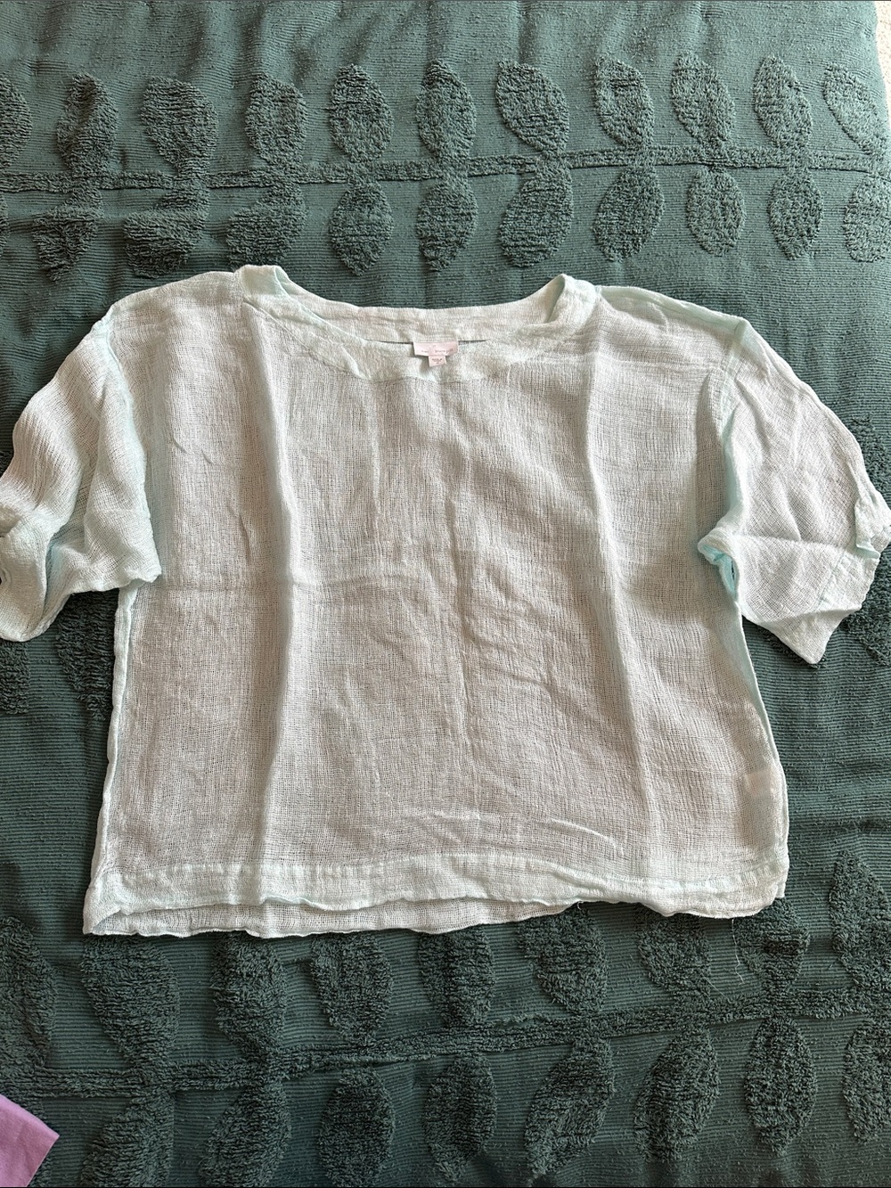 Seafoam J Jill purejill linen mesh boxy top medium